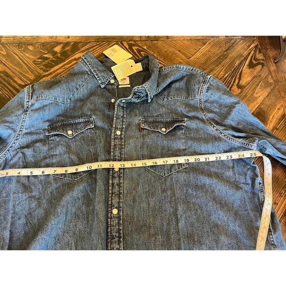 Levi’s Western Standard Fit Pearl Snap Button Down Men XXL Cowboy Work Denim - Picture 5 of 11